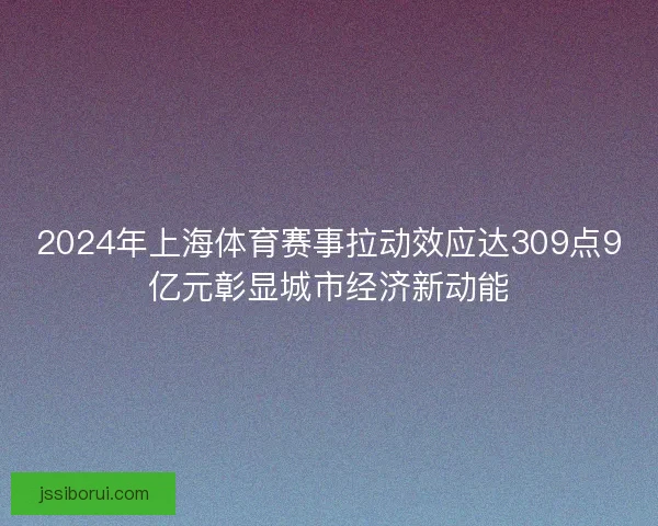 2024年上海体育赛事拉动效应达309点9亿元彰显城市经济新动能